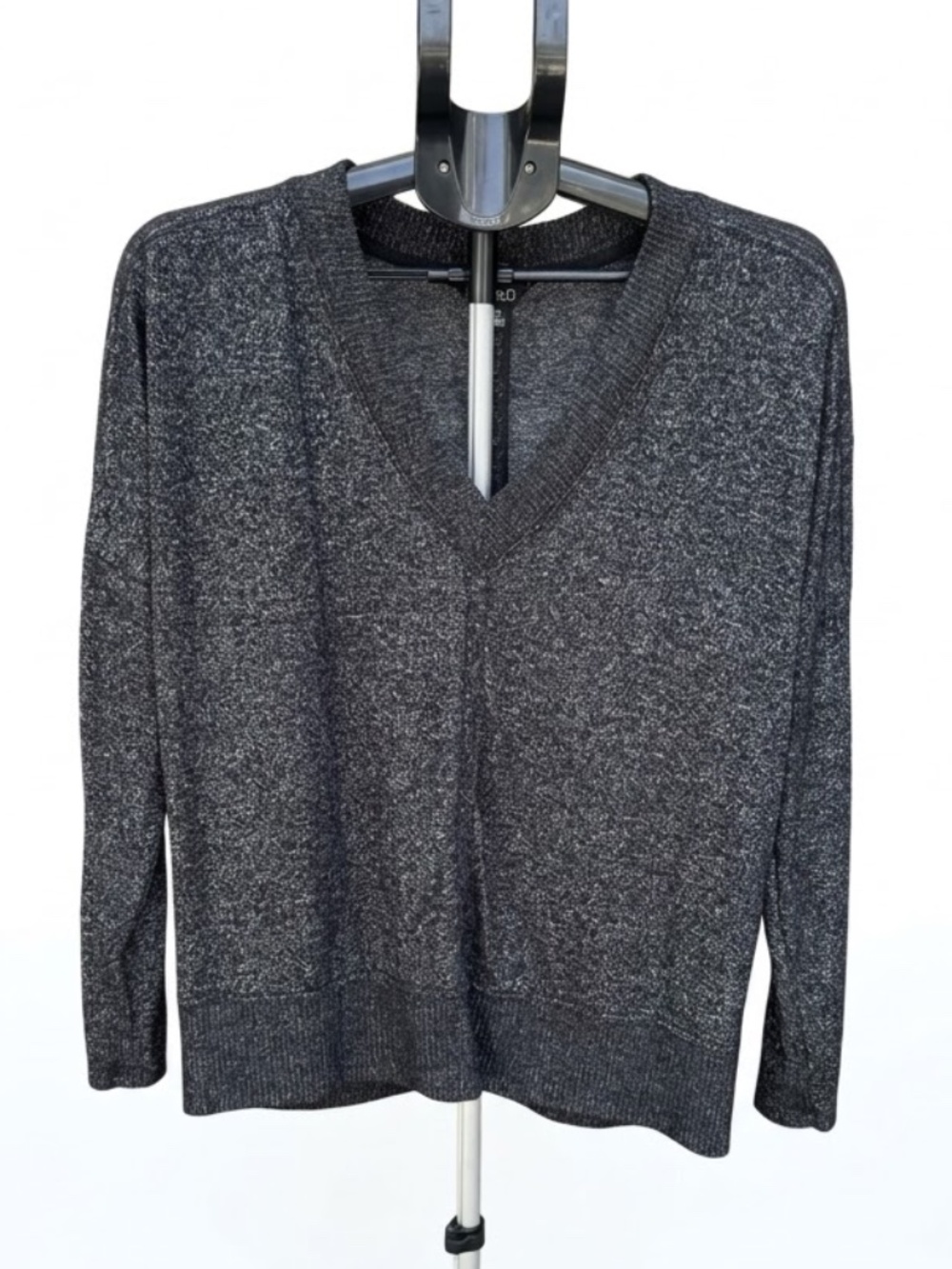 Buffalo David Bitton Charcoal Marled V-Neck Knit Pullover Top Women Medium